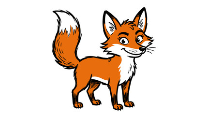 Fototapeta premium Cute cartoon fox illustration for kids projects isolated on white background digital art