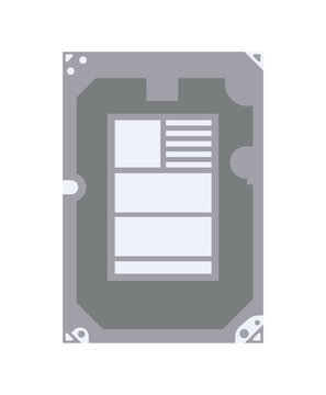 Illustration back hard disk drive isolated unique
