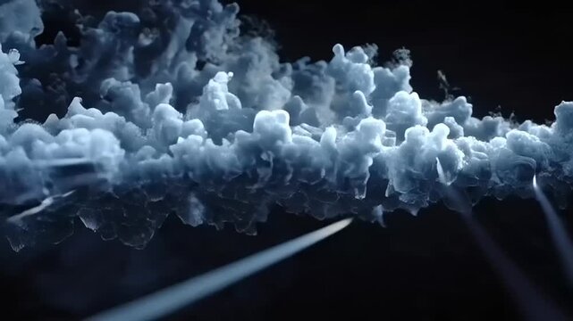 Smoke plumes swirl in complex patterns against a deep black background.