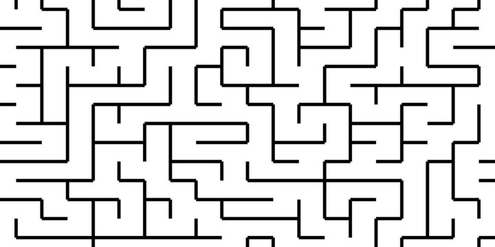 Abstract pattern white on black maze seamless