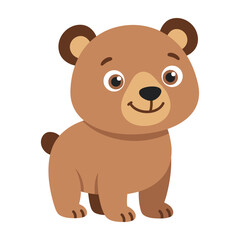 Fototapeta premium Cute brown bear cartoon character smiling friendly face