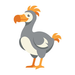 Dodo bird character standing in a simple flat style design for children projects © Fatema Artworks