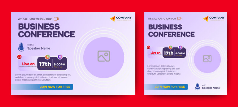 Marketing Business Live Webinar Banner Invitation and Social Media post template. Business Converence invitation design. Vector
