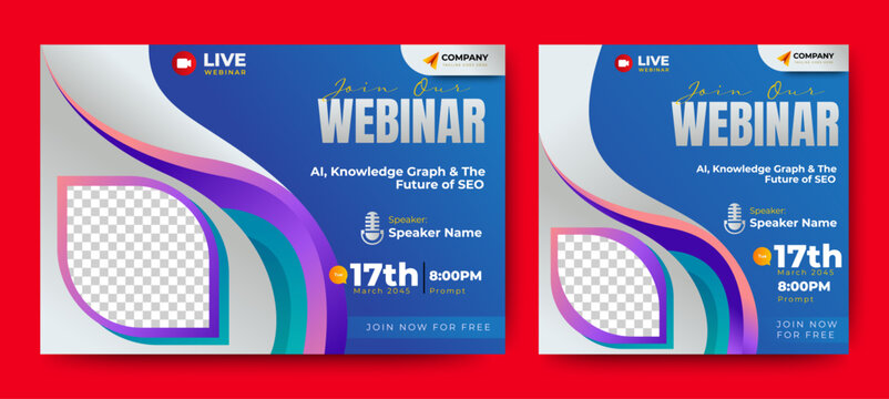Marketing Business Live Webinar Banner Invitation and Social Media post template. Business Converence invitation design. Vector
