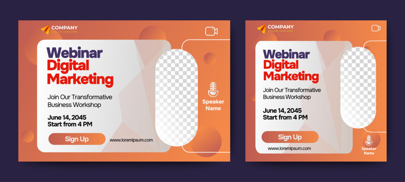 Digital marketing seminar social media web banner template. vector
