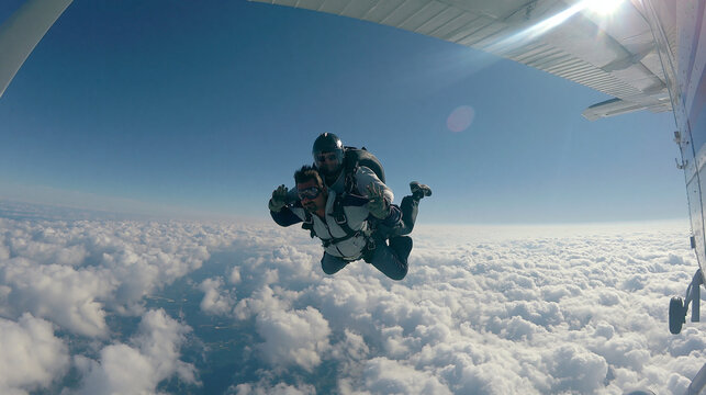 Skydiving Adventure: Experience the Thrill and Freedom of Tandem Parachuting in the Blue Sky