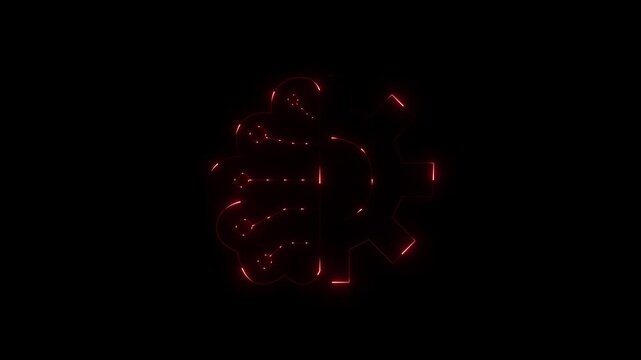 Gear depicts a vibrant red glowing mechanical cogwheel integrated with delicate technological pathway connections that signify technical automation and intense data processing within a digital.