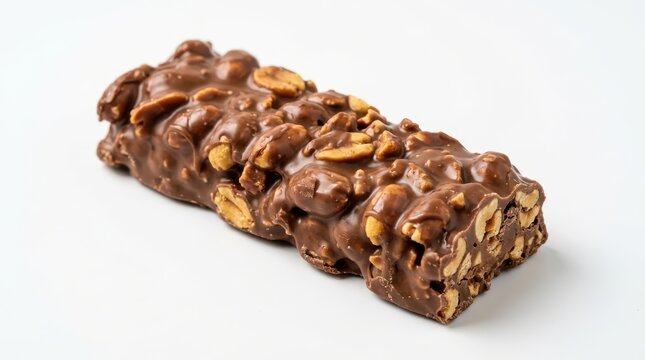 Chocolate peanut bar isolated on white background