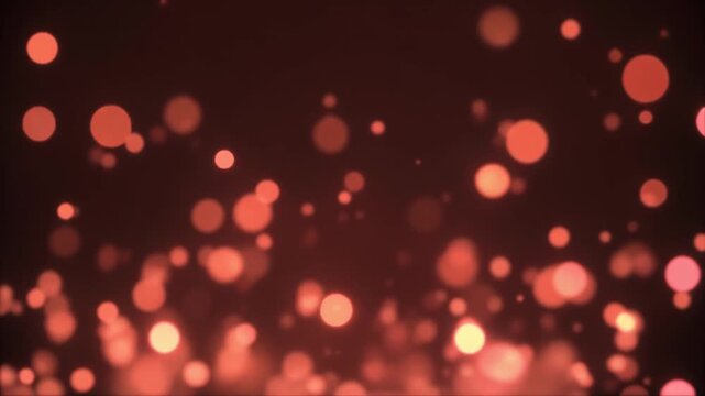Soft burnt coral bokeh particles drift upward against deep black background, gently pulsing with warm diffused glow to create an inviting cinematic atmosphere in elegant slow motion.
