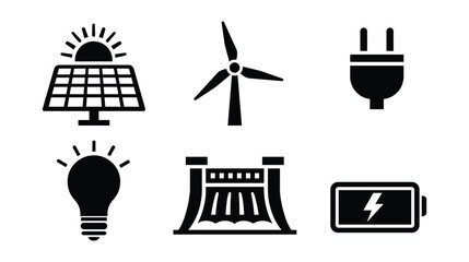 Naklejka premium Electricity vector icon set for renewable power source