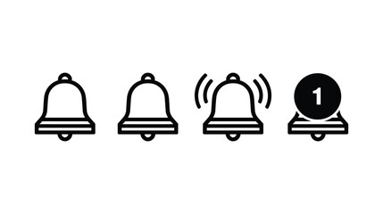 Fototapeta premium Bell vector icon set with notification alert symbols