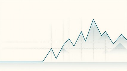 Obraz premium Minimalist line graph showing a rising trend with mountain peaks on a clean white background, for business data analysis.