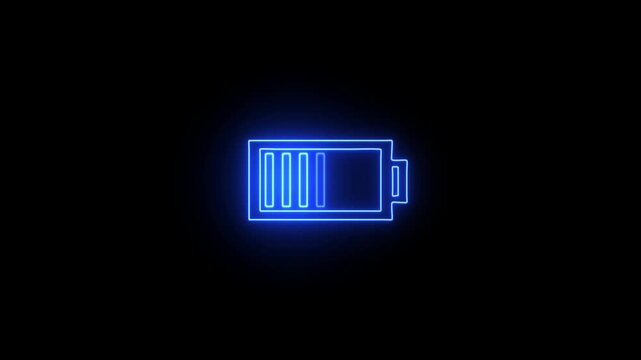 neon line battery charging icon animation concept.