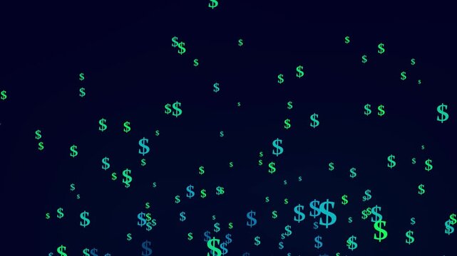 Dollar sign Background. Flying Through Glowing Multiple Color Dollar sign