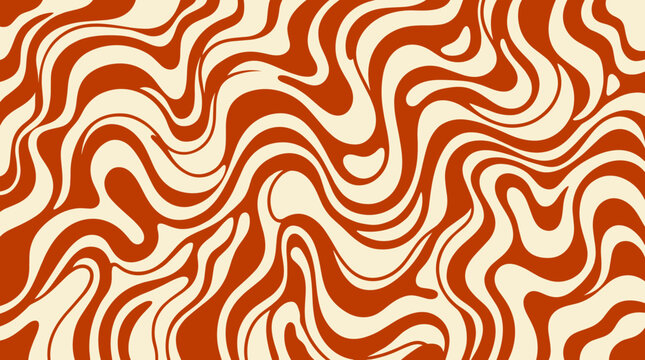 Abstract wavy background with smooth flowing lines in terra cotta and cream color scheme.