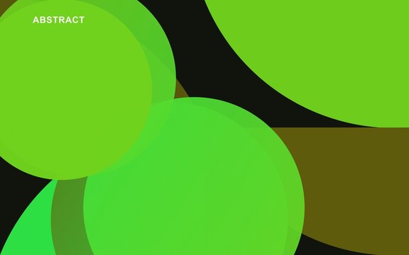 Abstract overlapping green circles on dark background with abstract overlapping background