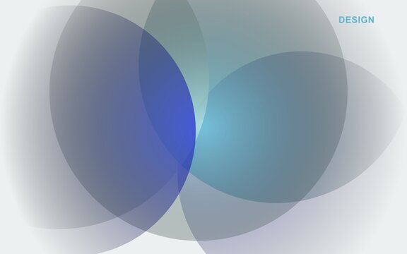 Abstract overlapping circles with blue and gray gradient abstract background overlapping