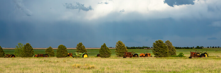 Naklejka premium Impacts of Climate Change. El Niño, the environment, rising global temperatures. Pollution and devastating storms featuring tornadoes and strong winds. Uncontrolled weather. Web banner, copy space.