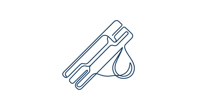 Continuous single line drawing of a simple wooden clothespin with a water droplet icon.