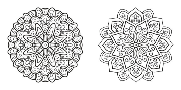 Mandala art drawing for coloring book, black and white background, Vector abstract mandala pattern. Art on the wall. Lace pattern The tattoo. Design for a wallpaper Paint shirt and tile Sticker Design
