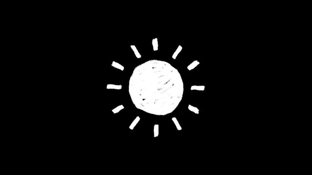 Hand Drawn Sunny Sun Doodle Animation on Transparent Background with Alpha Channel