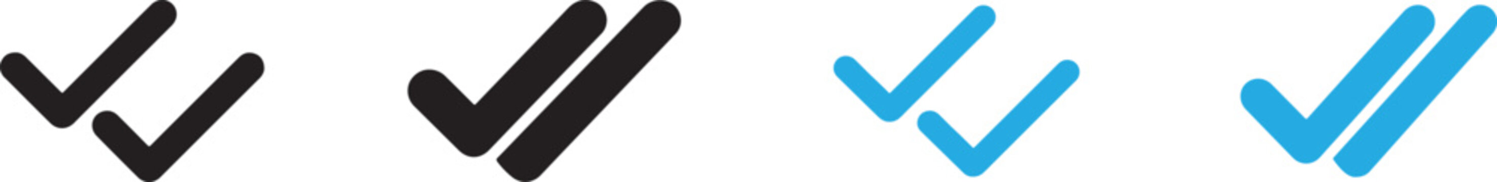 Double check icon for read receipt, delivered status and message confirmation. Simple vector symbol icon.