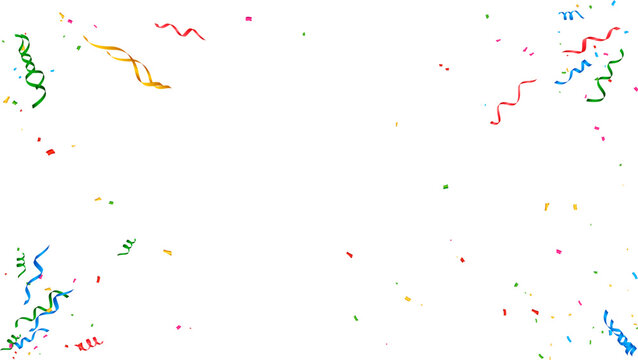 streamers celebration confetti border colorful party background vector isolated birthday festival holiday illustration falling event happy ribbon carnival