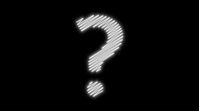 Question mark animation start with a line on green background. who, why, where, how, what Full Hd. 4K