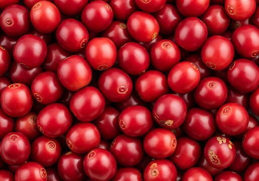 Fresh red cranberries background texture close up top view pattern
