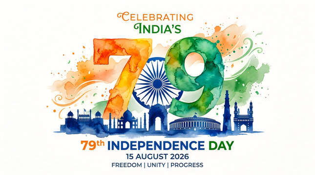 79th india independence day celebration graphic design