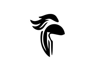 Minimalist abstract black and white rooster head logo design. © prayer