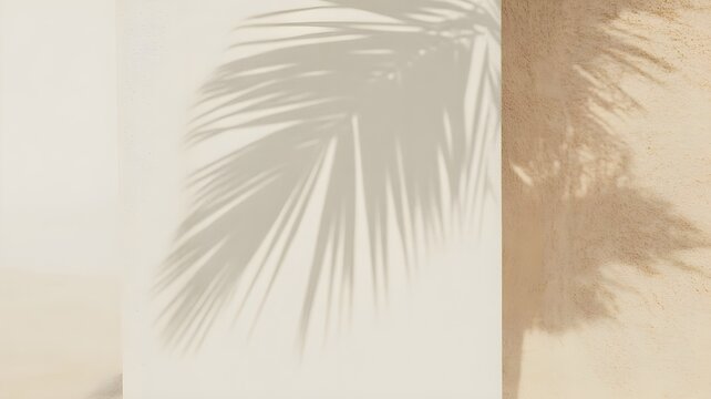 Minimalist aesthetic background with palm leaf shadows perfect for a relaxing summer bank holiday social media post