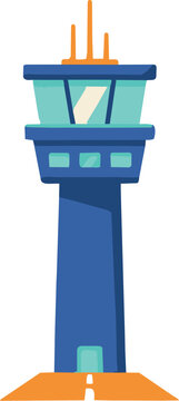 Airport control tower flat vector icon for aviation and air traffic