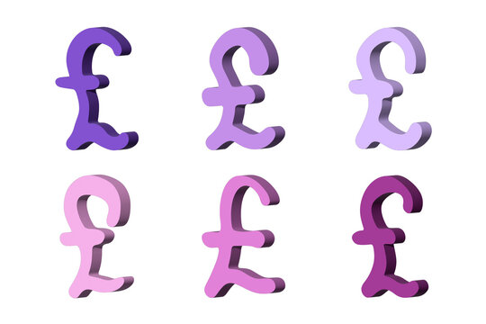 Set of 3d british pound currency symbol Elements for design