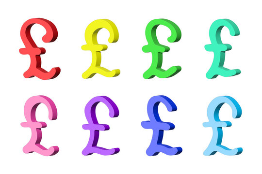 Set of 3d british pound currency symbol Elements for design