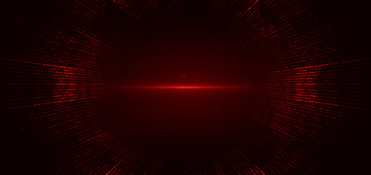 Red futuristic digital tunnel abstract technology background.