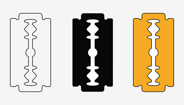 Minimalist black razor blade vector icon illustration for graphic design projects