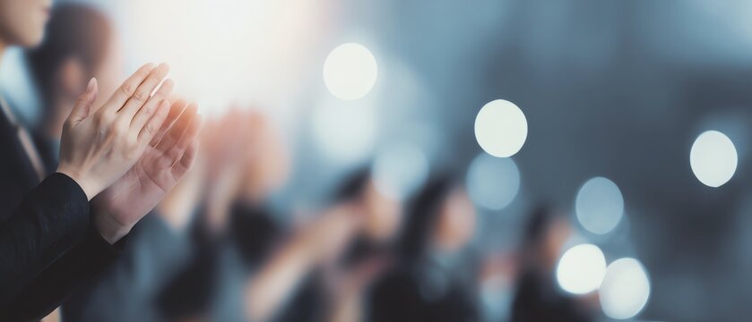 Audience clapping in a professional setting.