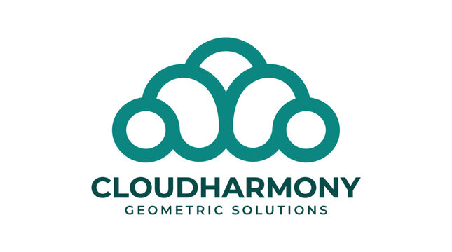 Minimalist geometric cloud logo design for modern business branding.