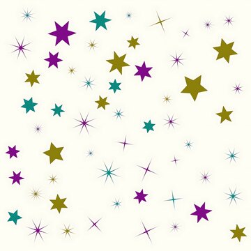 Colorful collection of stars and asterisk icons in a playful design
