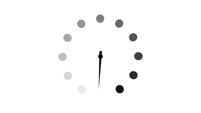 Minimalist Black and White Loading Speedometer Clock Spinner Animation Loop on White Background for Web UI Interface.