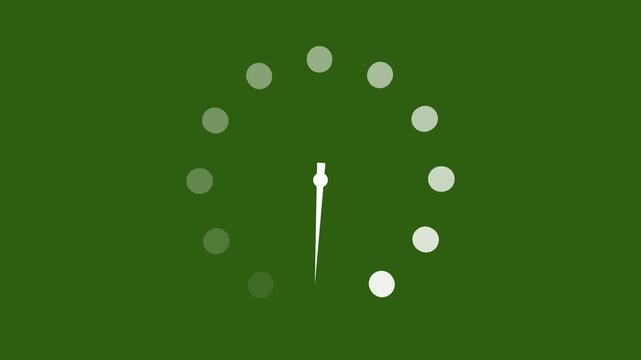 White Speedometer Clock Loader Spinner Motion Graphic Loop on Chroma Key Green Screen Background for UI Interface and Buffer Indicator.