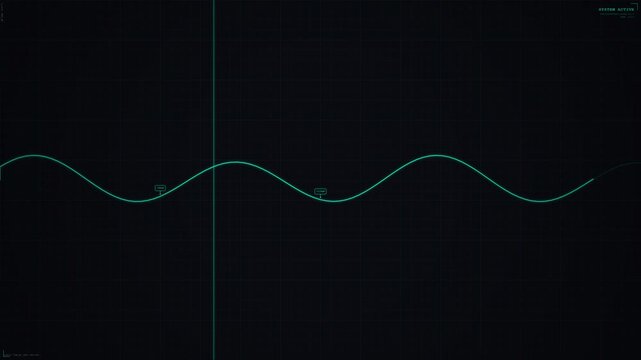 Green Sine Wave Oscillating on Black Screen