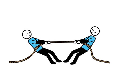 Stick Figure Business Competition Tug of War Illustration