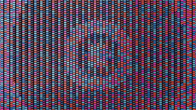 3d rendering abstract animation of colorful rotating pills forming shapes