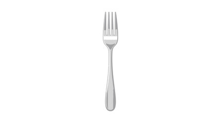 Shiny silver dining fork standing upright on a clean white background. © Queen