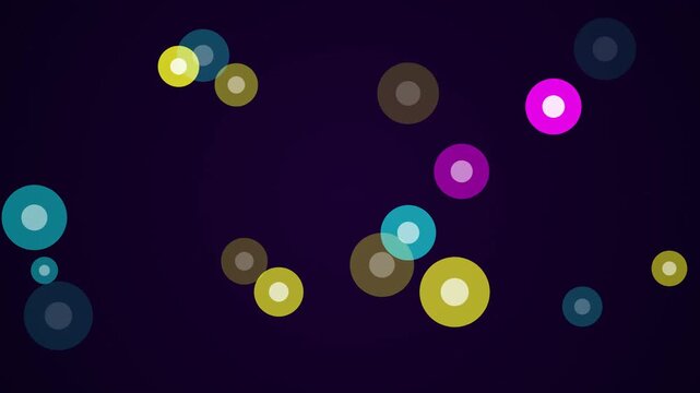 Procedural animation of Abstract Colorful Glowing Neon Camera Blitz Flashing on Dark Purple Background