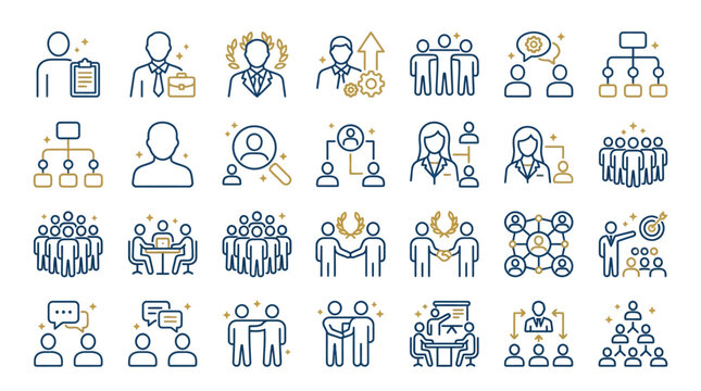 Business people icons and teamwork symbols