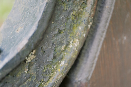 Macro photography of old painted metal