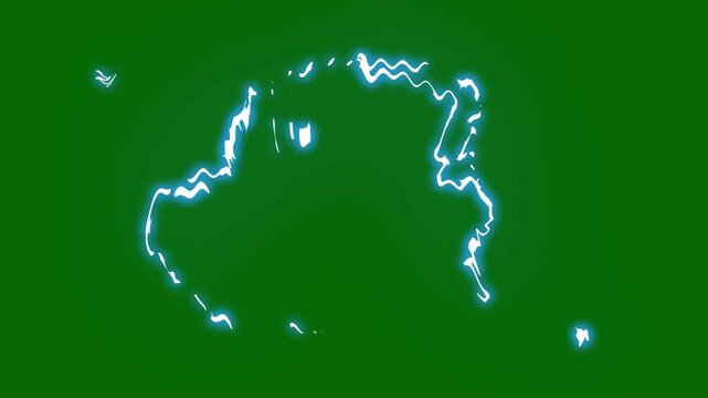 Powerful lightning strike animation with glowing thunder flash, cartoon electric energy burst, comic storm explosion, green screen background, chroma key overlay for gaming, action videos. 4k
